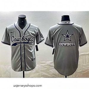 Alluring Dallas Cowboys Grey Team Big Logo With Patch Cool Base Stitched Baseball Jersey
