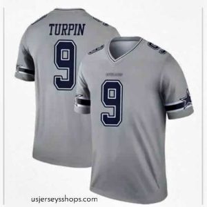 Glamorous Dallas Cowboys KaVontae Turpin #9 Gray Rush Legend Stitched NFL Jersey