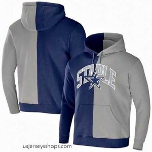 Glamorous Dallas Cowboys Navy Grey Split Logo Pullover Hoodie