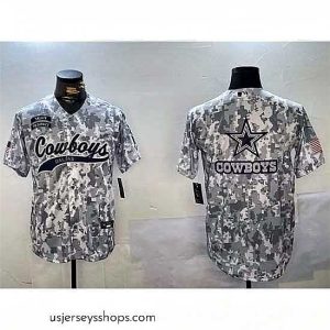 Sensational Dallas Cowboys Team Big Logo 2024 Arctic Camo Salute To Service Stitched Baseball Jersey 1