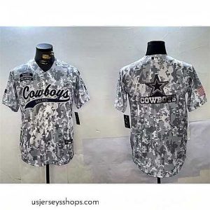 Exquisite Dallas Cowboys Team Big Logo 2024 Arctic Camo Salute To Service Stitched Baseball Jersey 2