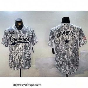 Sensational Dallas Cowboys Team Big Logo 2024 Arctic Camo Salute To Service Stitched Baseball Jersey