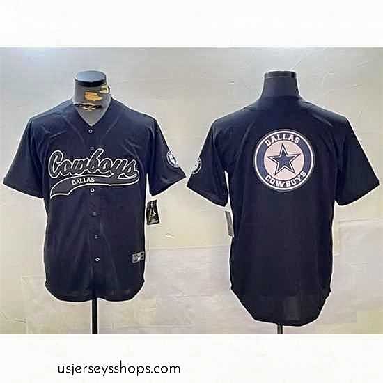 Exquisite Dallas Cowboys Team Big Logo Black With Patch Cool Base Stitched Baseball Jersey