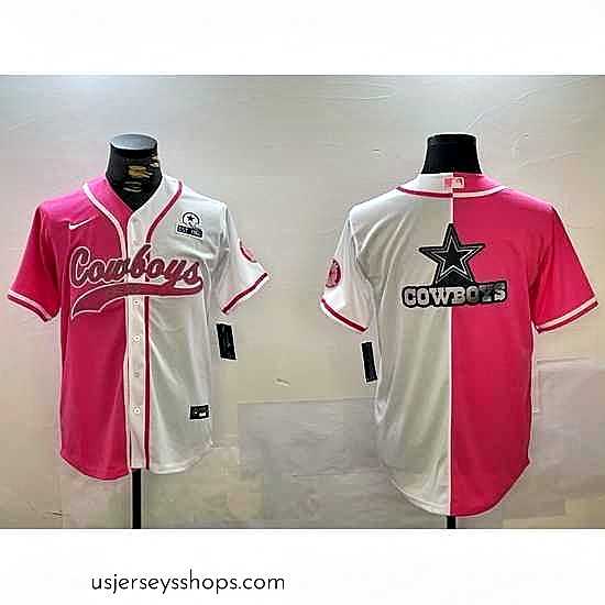 Captivating Dallas Cowboys big logo Red White With Patch Cool Base Stitched Baseball Jersey 1