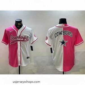 Sensational Dallas Cowboys big logo Red White With Patch Cool Base Stitched Baseball Jersey 10