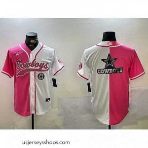 Alluring Dallas Cowboys big logo Red White With Patch Cool Base Stitched Baseball Jersey 2