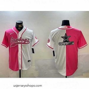 Glamorous Dallas Cowboys big logo Red White With Patch Cool Base Stitched Baseball Jersey 3