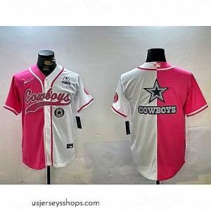 Exquisite Dallas Cowboys big logo Red White With Patch Cool Base Stitched Baseball Jersey 5