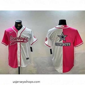 Captivating Dallas Cowboys big logo Red White With Patch Cool Base Stitched Baseball Jersey 8