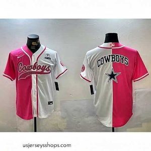 Exquisite Dallas Cowboys big logo Red White With Patch Cool Base Stitched Baseball Jersey 9