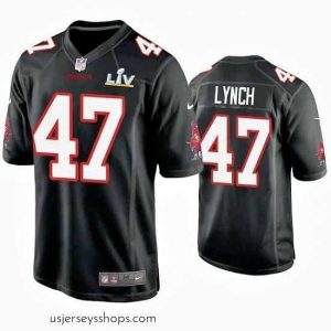 Exquisite John Lynch Buccaneers Black Super Bowl Lv Game Fashion Jersey