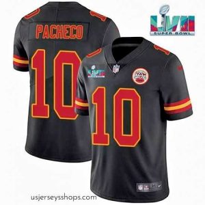 Stellar Kansas City Chiefs 10 Isiah Pacheco Black Super Bowl LVII Patch Vapor Untouchable Limited Stitched Jersey