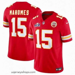 Stunning Kansas City Chiefs 15 Patrick Mahomes Red 2023 F.U.S.E  Vapor Untouchable Limited Stitched 2024 Super Bowl LVIII Jersey