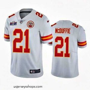Stellar Kansas City Chiefs 21 Trent McDuffie White Vapor Untouchable Limited Stitched Football 2024 Super Bowl LVIII Jersey
