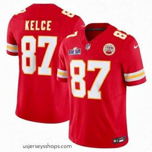 Stunning Kansas City Chiefs 87 Travis Kelce Red 2023 F.U.S.E  Vapor Untouchable Limited Stitched 2024 Super Bowl LVIII Jersey