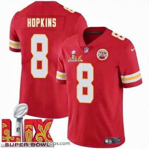 Breathtaking Kansas City Chiefs DeAndre Hopkins #8 Red 2024 2025 Super Bowl LIX F.U.S.E Stitched Jersey