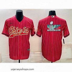Alluring Kansas City Chiefs Red With Super Bowl LVII Big Logo Cool Base Stitched Baseball Jersey