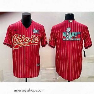 Stunning Kansas City Chiefs Red With Super Bowl LVII Big Logo Cool Base Stitched Baseball JerseyS