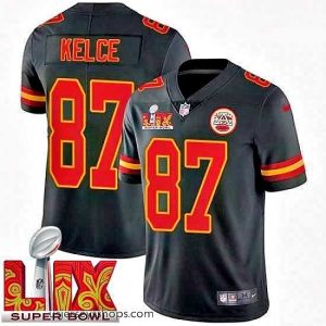 Stunning Kansas City Chiefs Travis Kelce #87 Black 2024 2025 Super Bowl LIX F.U.S.E Stitched Jersey