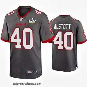 Breathtaking Mike Alstott Buccaneers Pewter Super Bowl Lv Game Jersey