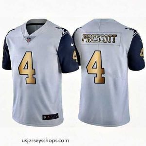Enchanting Nike Cowboys #4 Dak Prescott White Stitched NFL Limited Gold Rush Jersey