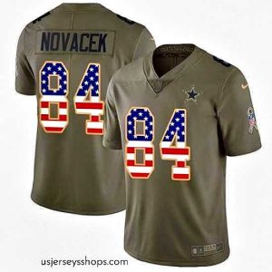 Glamorous Nike Cowboys #84 Jay Novacek Limited Olive USA Flag 2017 Salute to Service NFL Jersey
