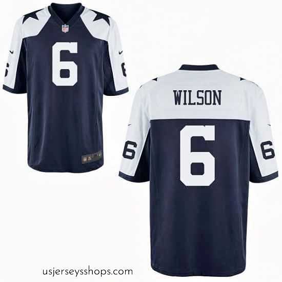 Magnificent Nike Dallas Cowboys Wilson 6 Blue Thanksgivens Vapor Limited NFL Jersey