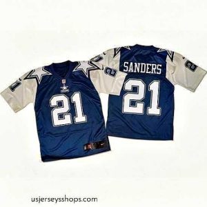 Alluring Nike Deion Sanders Dallas Cowboys Elite Navy White Throwback Jersey