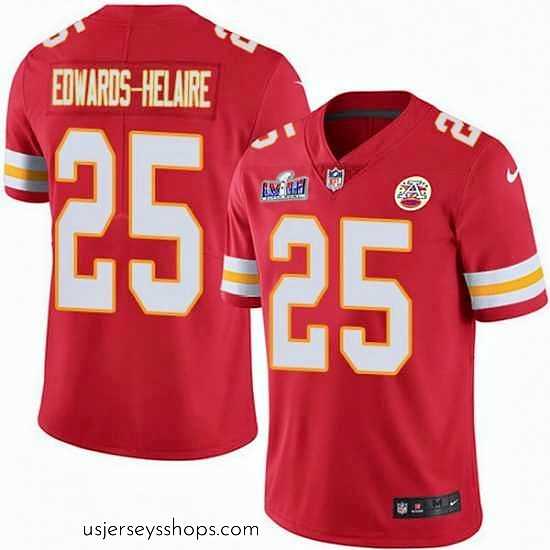 Captivating Nike Kansas City Chiefs 25 Clyde Edwards Helaire Red Team Color Bound Stitched NFL Vapor Untouchable Limited 2024 Super Bowl LVIII Jersey