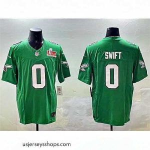 Exquisite Philadelphia Eagles 0 D 27Andre Swift Green 2025 Super Bowl LIX Patch F.U.S.E  Throwback Vapor Untouchable Limited Stitched Football Jersey