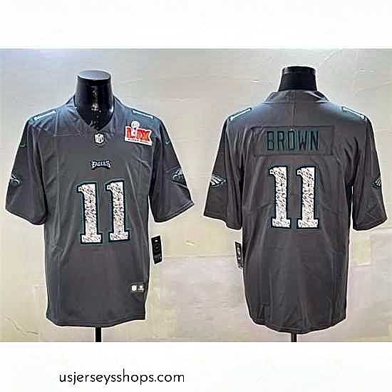 Alluring Philadelphia Eagles 11 A J Brown Gray 2025 Super Bowl LIX Patch Fashion Vapor Untouchable Limited Stitched Football Jersey