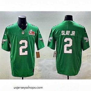 Exquisite Philadelphia Eagles 2 Darius Slay Jr  Green 2025 Super Bowl LIX Patch F.U.S.E  Throwback Vapor Untouchable Limited Stitched Football Jersey