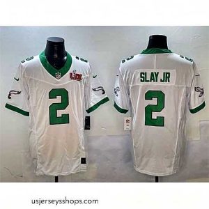 Captivating Philadelphia Eagles 2 Darius Slay Jr  White 2025 Super Bowl LIX Patch F.U.S.E  Vapor Untouchable Limited Stitched Football Jersey