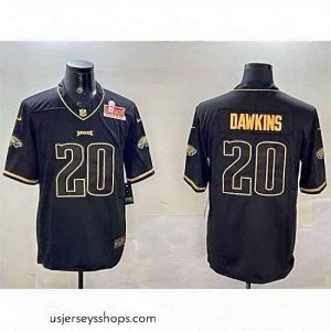 Glamorous Philadelphia Eagles 20 Brian Dawkins Black Gold 2025 Super Bowl LIX Patch Salute To Service Vapor Untouchable Limited Stitched Football Jersey