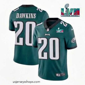 Sensational Philadelphia Eagles 20 Brian Dawkins Green Super Bowl LVII Patch Vapor Untouchable Limited Stitched Jersey
