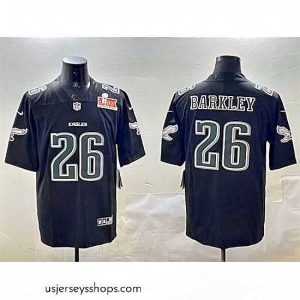 Sensational Philadelphia Eagles 26 Saquon Barkley Black 2025 Super Bowl LIX Patch Fashion Vapor Untouchable Limited Stitched Football Jersey