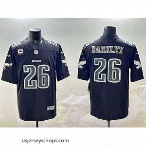 Exquisite Philadelphia Eagles 26 Saquon Barkley Black Fashion With 3 Star C Patch Vapor Untouchable Limited Stitched Football Jersey