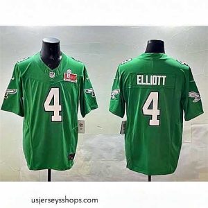Stunning Philadelphia Eagles 4 Jake Elliott Green 2025 Super Bowl LIX Patch F.U.S.E  Throwback Vapor Untouchable Limited Stitched Football Jersey