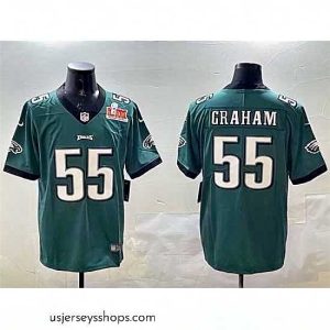 Sensational Philadelphia Eagles 55 Brandon Graham Green 2025 Super Bowl LIX Patch Vapor Untouchable Limited Stitched Football Jersey