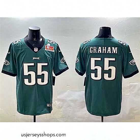 Sensational Philadelphia Eagles 55 Brandon Graham Green 2025 Super Bowl LIX Patch Vapor Untouchable Limited Stitched Football Jersey