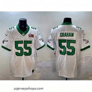 Magnificent Philadelphia Eagles 55 Brandon Graham White 2025 Super Bowl LIX Patch F.U.S.E  Vapor Untouchable Limited Stitched Football Jersey
