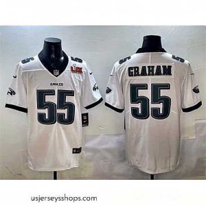 Magnificent Philadelphia Eagles 55 Brandon Graham White 2025 Super Bowl LIX Patch New Vapor Untouchable Limited Stitched Football Jersey
