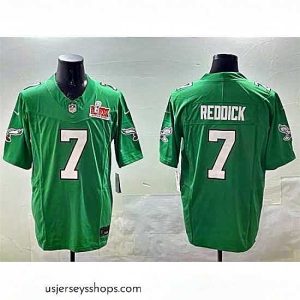 Stunning Philadelphia Eagles 7 Haason Reddick Green 2025 Super Bowl LIX Patch F.U.S.E  Throwback Vapor Untouchable Limited Stitched Football Jersey
