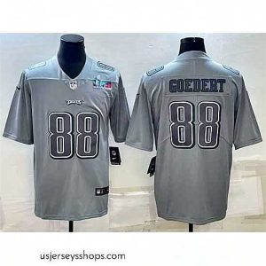 Sensational Philadelphia Eagles 88 Dallas Goedert Gray Super Bowl LVII Patch Atmosphere Fashion Stitched Jersey
