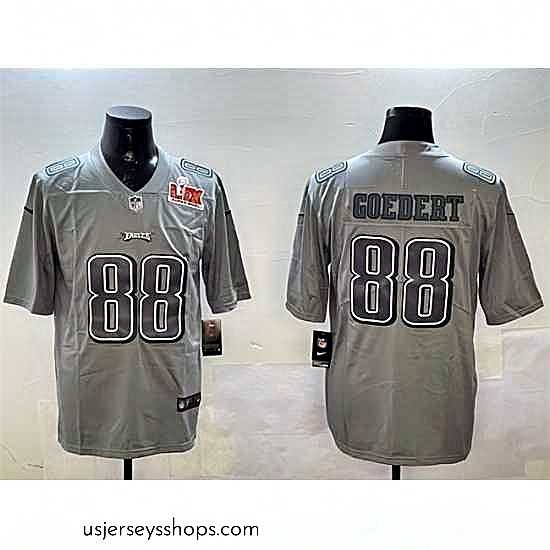 Alluring Philadelphia Eagles 88 Dallas Goedert Grey 2025 Super Bowl LIX Patch Atmosphere Fashion Vapor Untouchable Limited Stitched Football Jersey