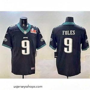 Magnificent Philadelphia Eagles 9 Nick Foles Black 2025 Super Bowl LIX Patch Vapor Untouchable Limited Stitched Football Jersey
