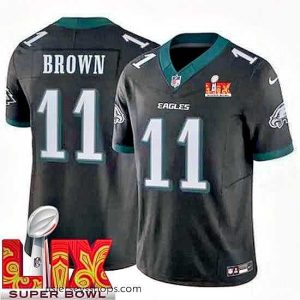 Captivating Philadelphia Eagles A.J. Brown #11 Black 2024 2025 Super Bowl LIX F.U.S.E Stitched NFL Jersey