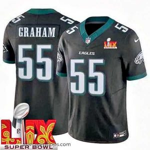 Sensational Philadelphia Eagles Brandon Graham #55 Black 2024 2025 Super Bowl LIX F.U.S.E Stitched NFL Jersey