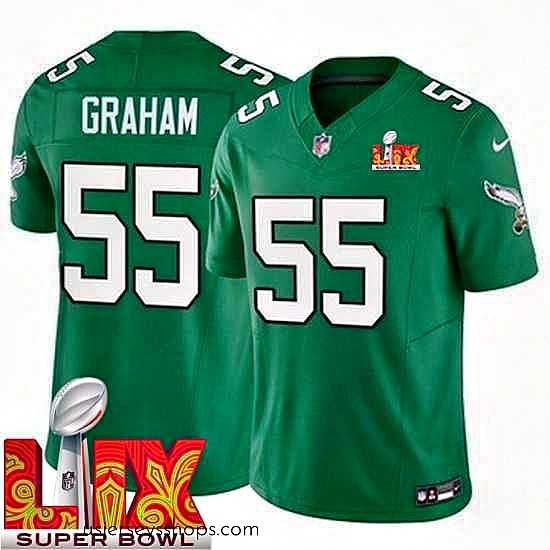 Alluring Philadelphia Eagles Brandon Graham #55 Kelly Green 2024 2025 Super Bowl LIX F.U.S.E Stitched NFL Jersey