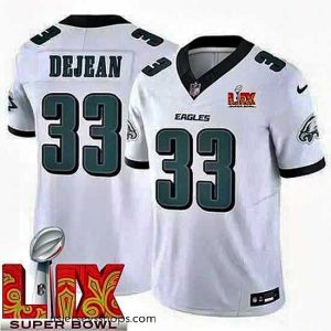 Glamorous Philadelphia Eagles Cooper DeJean #33 White 2024 2025 Super Bowl LIX F.U.S.E Stitched NFL Jersey